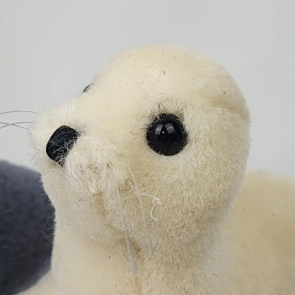 2 1983 Dakin Plush Mohair 100% Wool Baby Seal Pups Gray & White 5.5